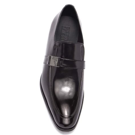 Versace Collection Spazzolato Leather Monk Loafers 